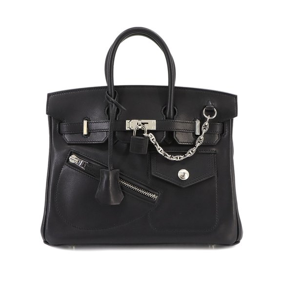 HERMES Handbags - Hermes Birkin 25 Rock Hand Bag Volupt Black B Stamp Silver Hardware